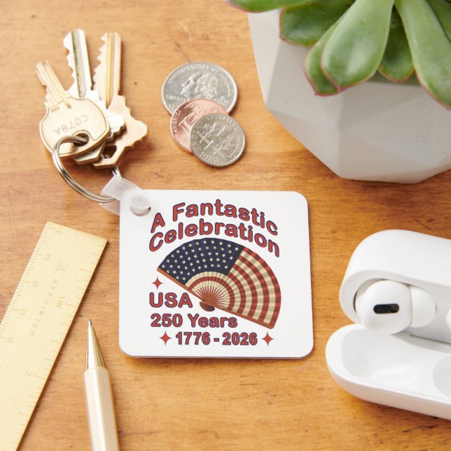 USA 250 Years Patriotic Fan Design – 1776-2026  Schlüsselanhänger (Schreibtisch)