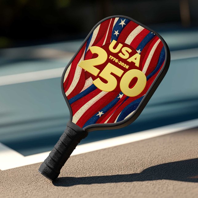 USA 250 Years Patriotic Red White Blue with Gold Pickleball Schläger (Von Creator hochgeladen)