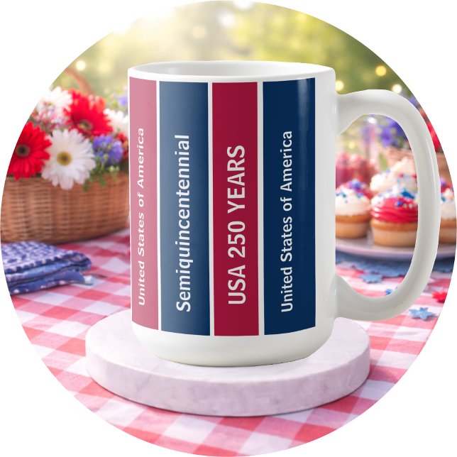USA 250 Years Semiquincentennial Patriotic Stripes Kaffeetasse (Von Creator hochgeladen)