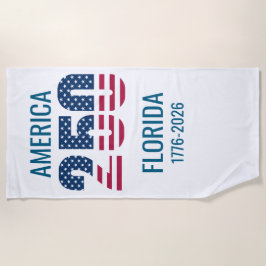 USA 250th Anniversary Florida Stars Stripes Beach Strandtuch