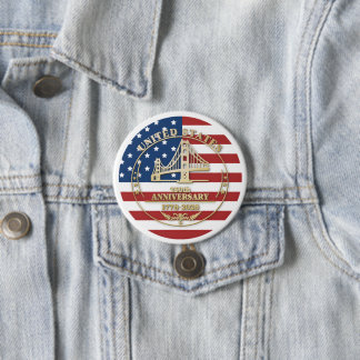 USA 250th Anniversary Golden Gate Patriotic Flag Button