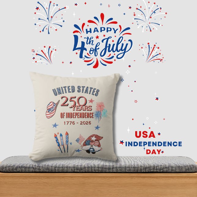 USA 250th Anniversary Patriotic Gnome Throw Pillow Kissen (USA 250th Anniversary Patriotic Gnome Throw Pillow)