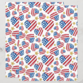 USA 250th Anniversary Retro Hearts Scrapbook Paper