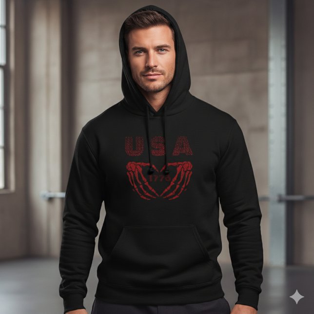 USA 250th Anniversary Skeleton Heart 1776 Hoodie (Von Creator hochgeladen)