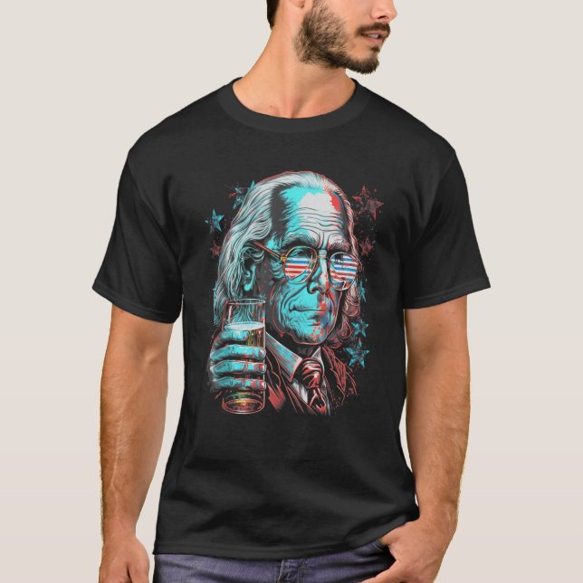 USA 4. Juli Ben Drankin Benjamin Franklin Funn T-Shirt (Vorderseite)
