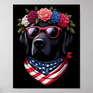 USA 4. Juli Black Patriotic American Labrador Poster