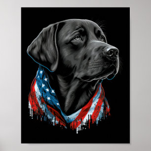 USA 4. Juli Black Patriotic American Labrador Poster