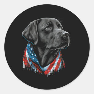 USA 4. Juli Black Patriotic American Labrador Runder Aufkleber