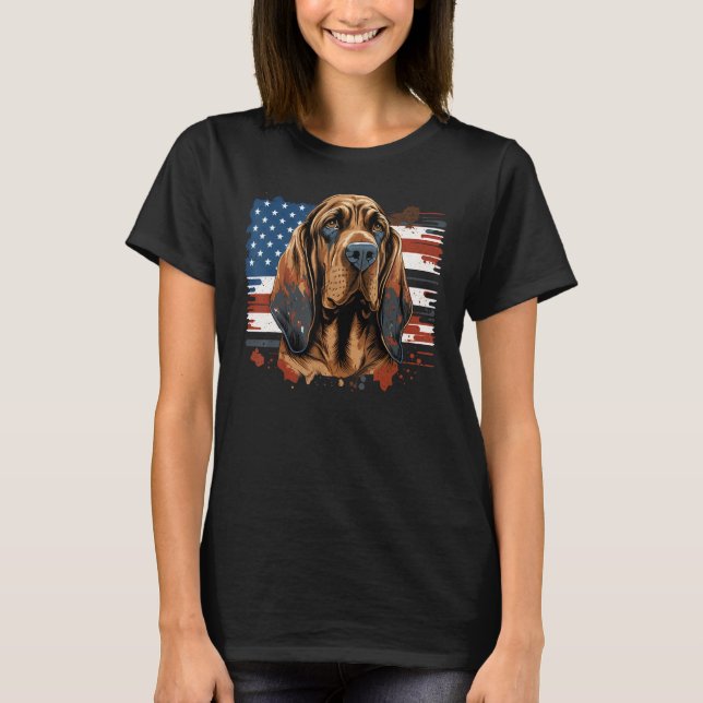 USA 4. Juli Bloodhound auf Patriotic American B T-Shirt (Vorderseite)