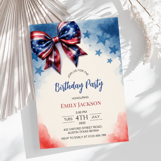 USA 4. Juli Bow Birthday Einladung (Von Creator hochgeladen)