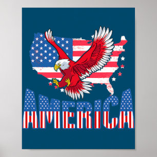 USA 4. Juli Red Eagle Patriotic American Flag Poster