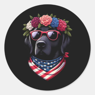 USA 4. Juli Schwarzer Patriotischer Amerikanischer Runder Aufkleber
