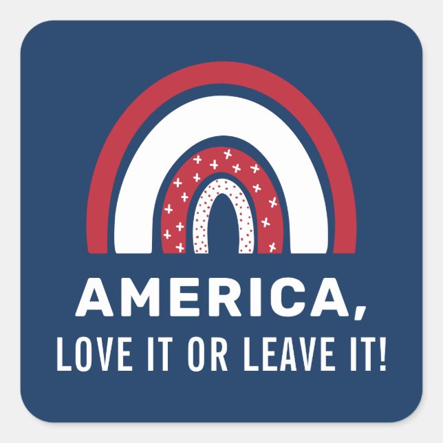 USA 4. Juli Stilvolle Patriotic American Rainbow Quadratischer Aufkleber (Vorderseite)