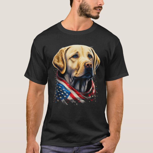 USA 4. Juli Yellow Patriotic American Labrador T-Shirt (Vorderseite)