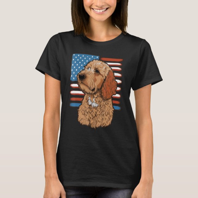 USA 4th Of July Golden Doodle on American Goldendo T-Shirt (Vorderseite)