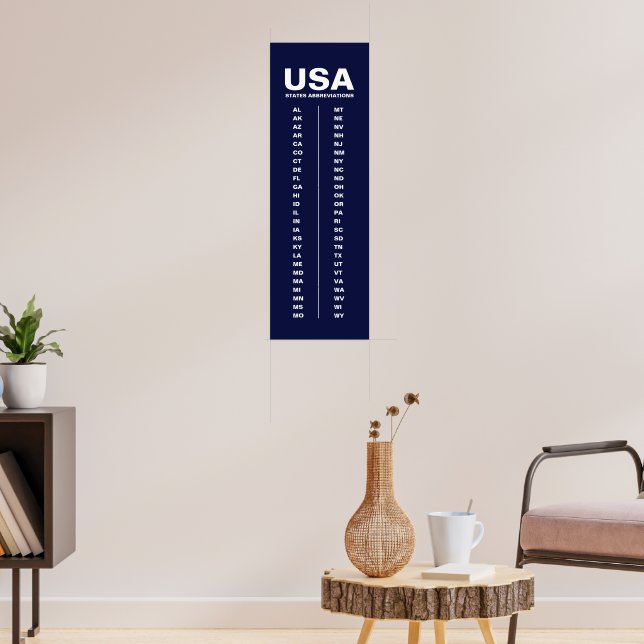 USA 50 Bundesstaaten Vertikales Minimalistisches M Poster (Wohnzimmer 3)