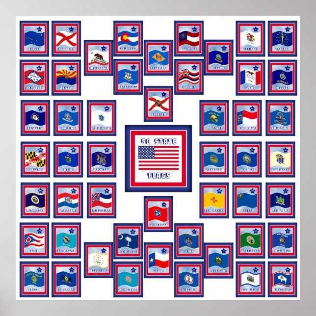 USA 50 STAATLICHE FLAGS WHITE/556 POSTER (Vorne)