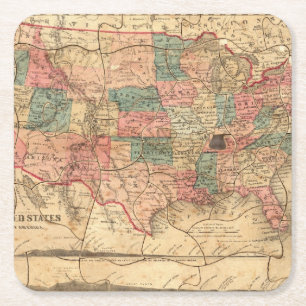 USA 8 RECHTECKIGER PAPPUNTERSETZER