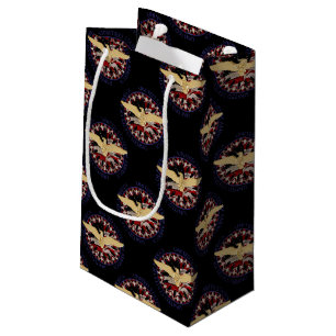 USA Adler and Flag, Black-Blue-Gift Bag S Kleine Geschenktüte