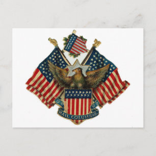 USA Adler Flaggen Vintage Americana Postkarte