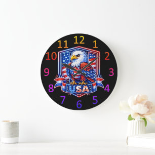 USA-Adler-patriotische Kunst Große Wanduhr