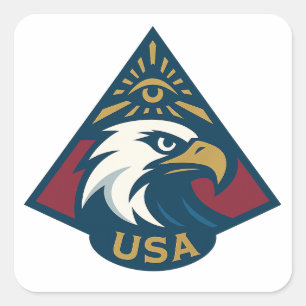 USA Adler Pyramid Emblem — Auge des Providence Quadratischer Aufkleber