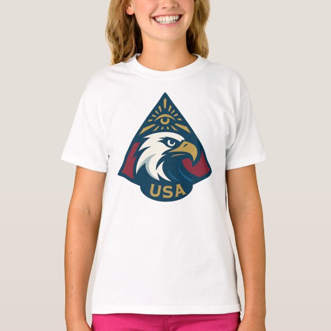 USA Adler Pyramid Emblem — Auge des Providence T-Shirt (Vorderseite)