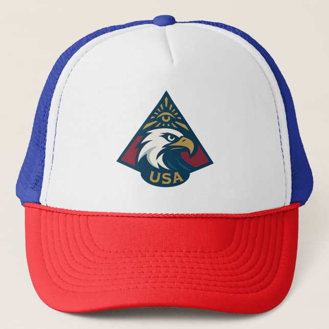 USA Adler Pyramid Emblem — Auge des Providence Truckerkappe (Vorderseite)