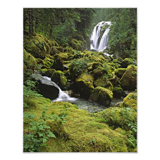 USA, Alaska. Ein Wasserfall und Fotodruck (Vorne)