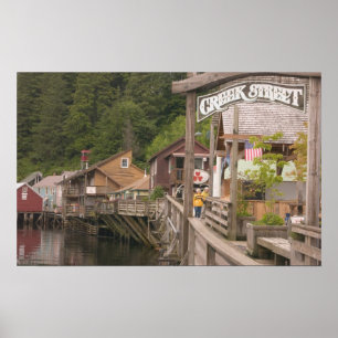 USA, Alaska, Ketchikan, Creek Street, Downtown Poster