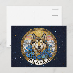 USA Alaska Staatssymbole Postkarte