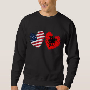 Usa Albanien Flaggenstaat Herzstück Valentinstag A Sweatshirt