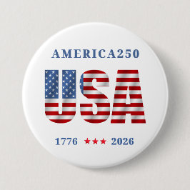 USA America250 July 4th 1776-2026 Patriot Button