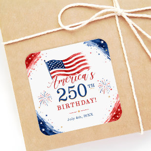 USA America 250. Jubiläum 4. Juli Party Quadratischer Aufkleber