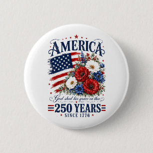 USA America 250. Jubiläum Blumen Button