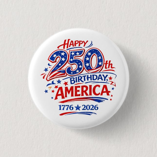 USA America 250th Anniversary Patriotic Button (Vorderseite)