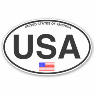 USA America Country Code Oval Aufkleber