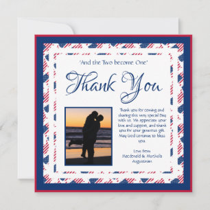 USA AMERICA FLAG Custom Patriotic Square Wedding Dankeskarte