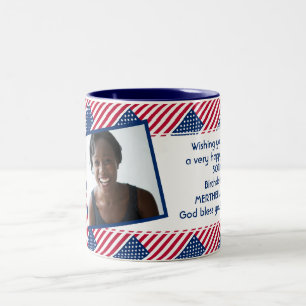 USA AMERICA FLAG Fotovorlage Ihren Text hinzufügen Zweifarbige Tasse