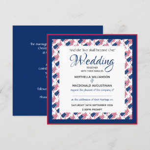 USA AMERICA FLAG Patriotic Custom Square Wedding Einladung