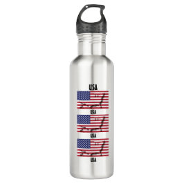 USA AMERICA FLAG Personalisiert Text 3 Foto Edelstahlflasche