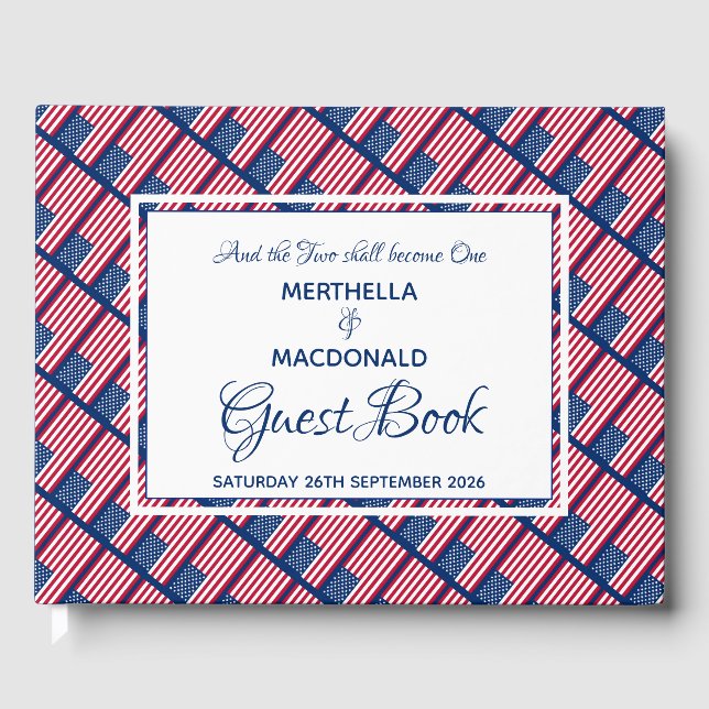 USA AMERICA FLAG Scripture Custom Wedding Gästebuch (Vorderseite)