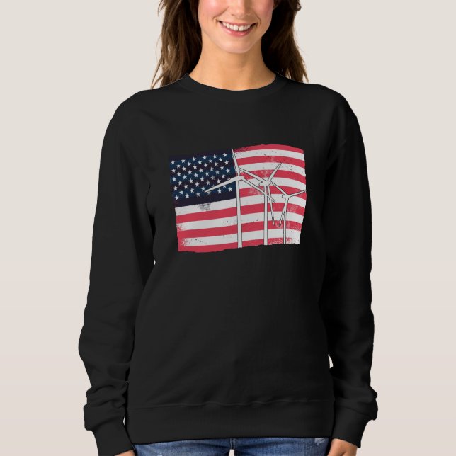 USA America Flag Wind Turbine Energy Sweatshirt (Vorderseite)