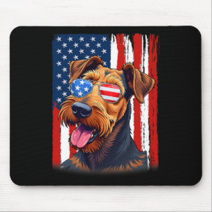 Usa America Flagge Airedale Terrier Hund 4. Juli Mousepad