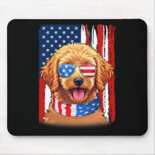 Usa America Flagge Goldendoodle Hund 4. Juli Patr Mousepad