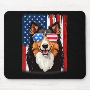 USA America Flagge Rough Collie Hund 4. Juli Patri Mousepad