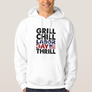 Usa America Grill Chill Labor Day Thrill BBQ-Party Hoodie