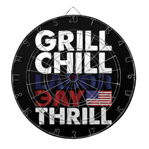 Usa America Grill Chill Tag der Arbeit Thrill BBQ  Dartscheibe