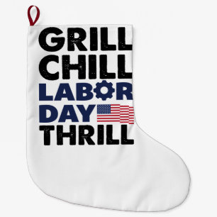 Usa America Grill Chill Tag der Arbeit Thrill BBQ- Großer Weihnachtsstrumpf