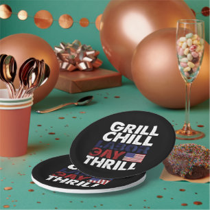Usa America Grill Chill Tag der Arbeit Thrill BBQ Pappteller
